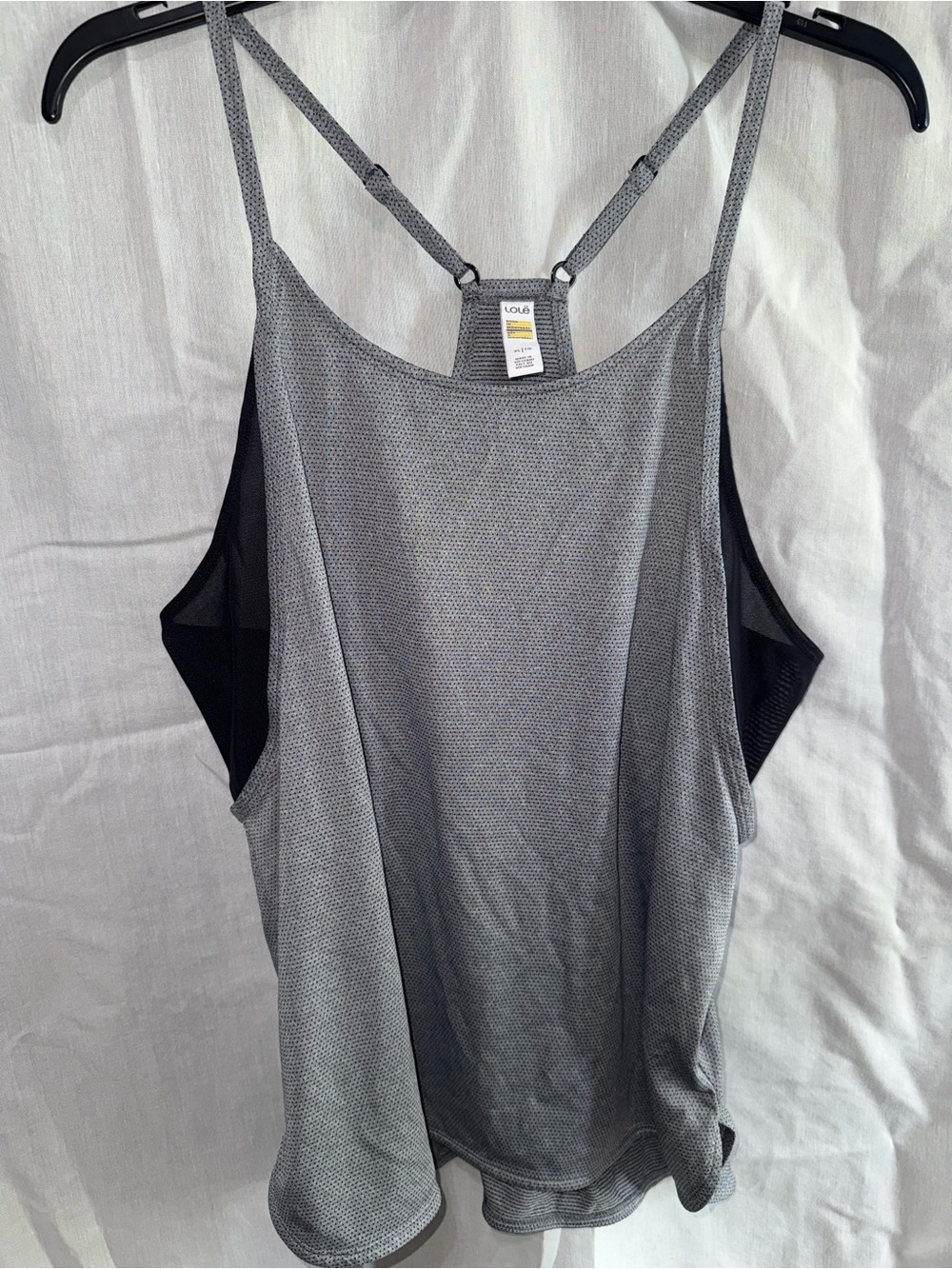 Lole Gray Tank Top with Black Mesh Sides